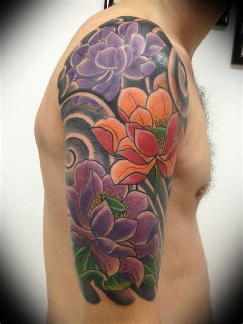 Lotus Flower Tattoo On Half Sleeve For Women Men Flower Tattoo