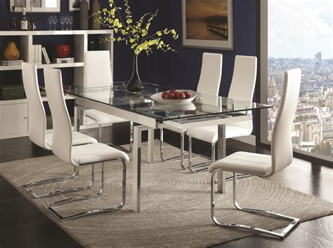 coaster modern dining contemporary dining room set  glass table