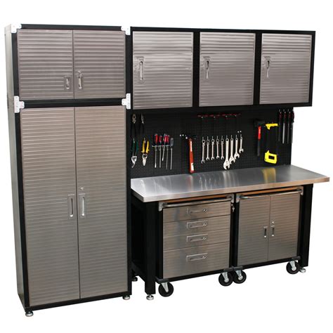 piece standard garage storage system stainless steel workbench high