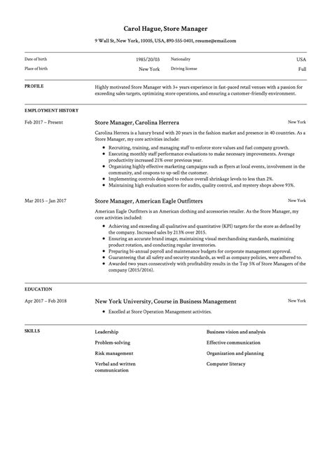 store manager resume guide  resume samples