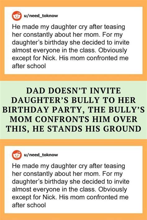 dad doesn t invite daughter s bully to her birthday party the bully s