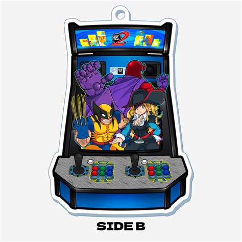 mvc big blue arcade cabinet double sided keychain saigados  store powered  storenvy