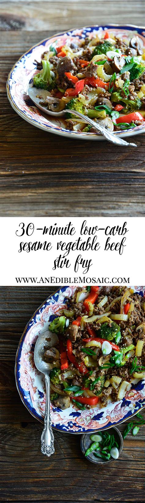 30 Minute Low Carb Sesame Vegetable Beef Stir Fry Recipe