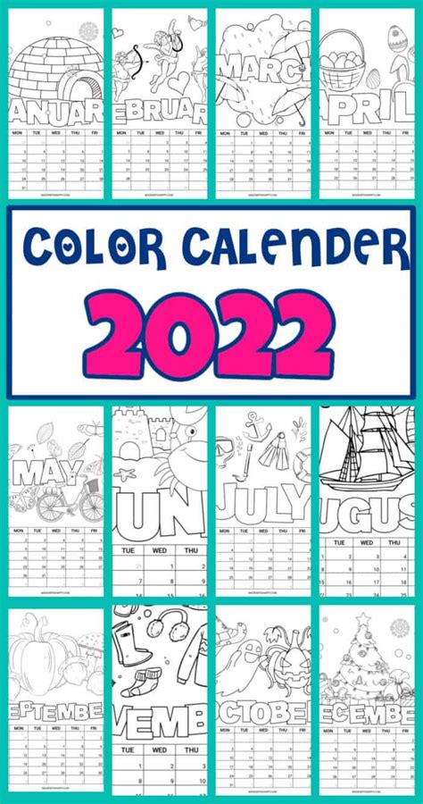 printable coloring calendar    happy