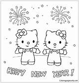 Kitty Hello Year Pages Happy Coloring Mimmy Online Printable Color sketch template