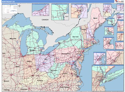 northeast usa wall map images   finder