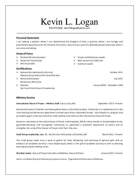 ministry resume templates for word