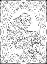 Coloring Pages Trippy Monkey Adults Dover Difficult Color Psychedelic Adult Colouring Book Printable Grown Ups Chimp Print Zoo Kids Animals sketch template