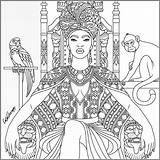 Coloring Pages Goddess Adult Adults African Print Princess American Colouring Printable Book Drawings Sheets Color Girls Books Africa Kids Queen sketch template