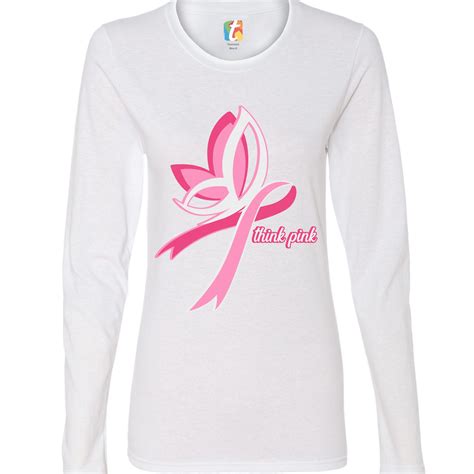 think pink breast cancer awareness women s long sleeve t
