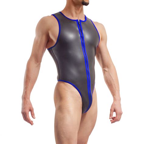 Neopren String Body Swim Suit Shorty Mattglanz Schwarz