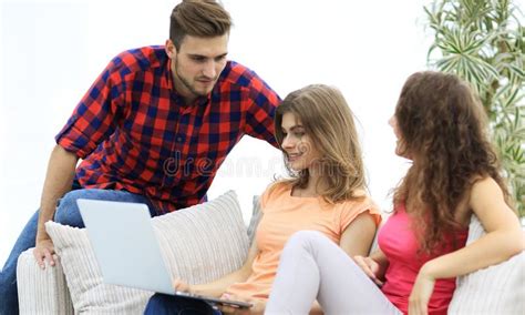 young people talking   living room stock image image  girl