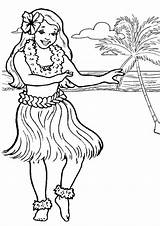 Hawaiian Coloring Hula Dancer Netart Color sketch template