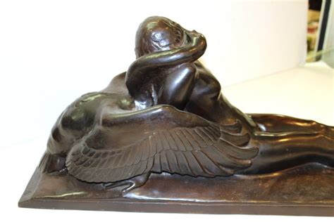 Paul Silvestre Sculpture Of Leda And The Swan In Bronze