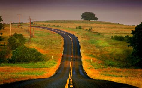 curved road  magnificent natural scenery wallpaper