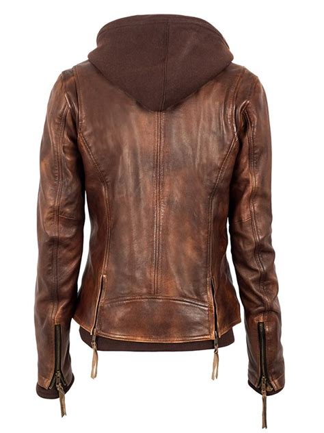 Brown Leather Womens Ranchwear Motorcycle Jacket Discount