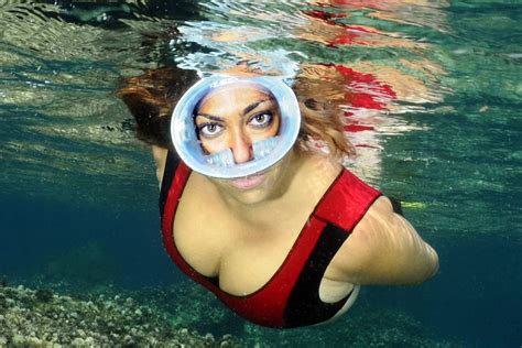 cute oval mask babe underwater