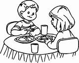 Comiendo Almorzando Personas Niños Ninos sketch template