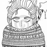 Illustration Doodle Vector Scarf Zentangl Meditative Stress Adults Anti Coloring Drawing Christmas Book Girl Preview sketch template