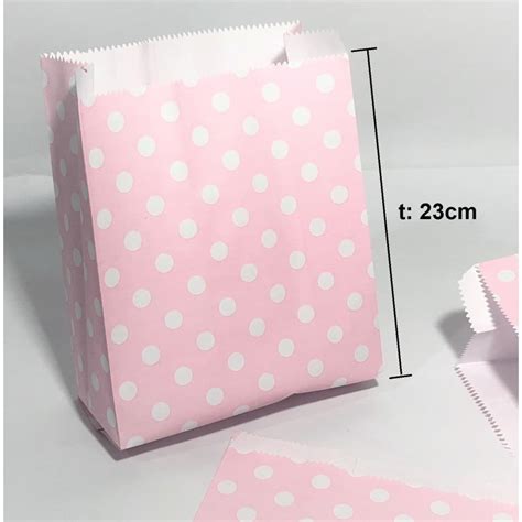 Jual Kantong Kertas Makanan Warna Pink Polkadot L Souvenir Bungkus