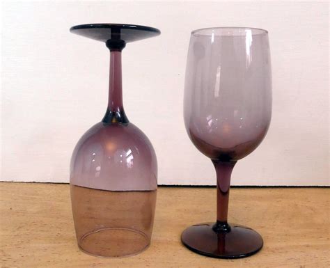 Vintage Purple Wine Glasses Retro Set Of 5 Stemmed Purple Wine