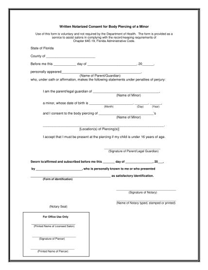 child medical consent form notarized   edit