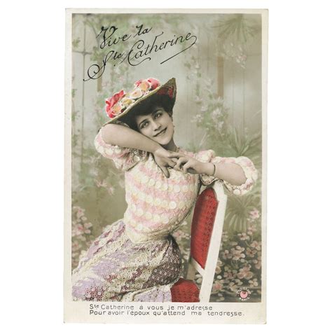 st catherine french postcard 1908 beautiful edwardian lady with floral from frenchkissed on ruby
