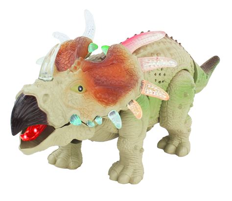 walking triceratops dinosaur toy figure   lights loud roar