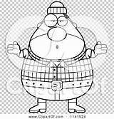 Shrugging Careless Lumberjack Chubby Male Outlined Coloring Clipart Cartoon Vector Cory Thoman sketch template