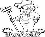 Coloring Professions Pages Gardener sketch template
