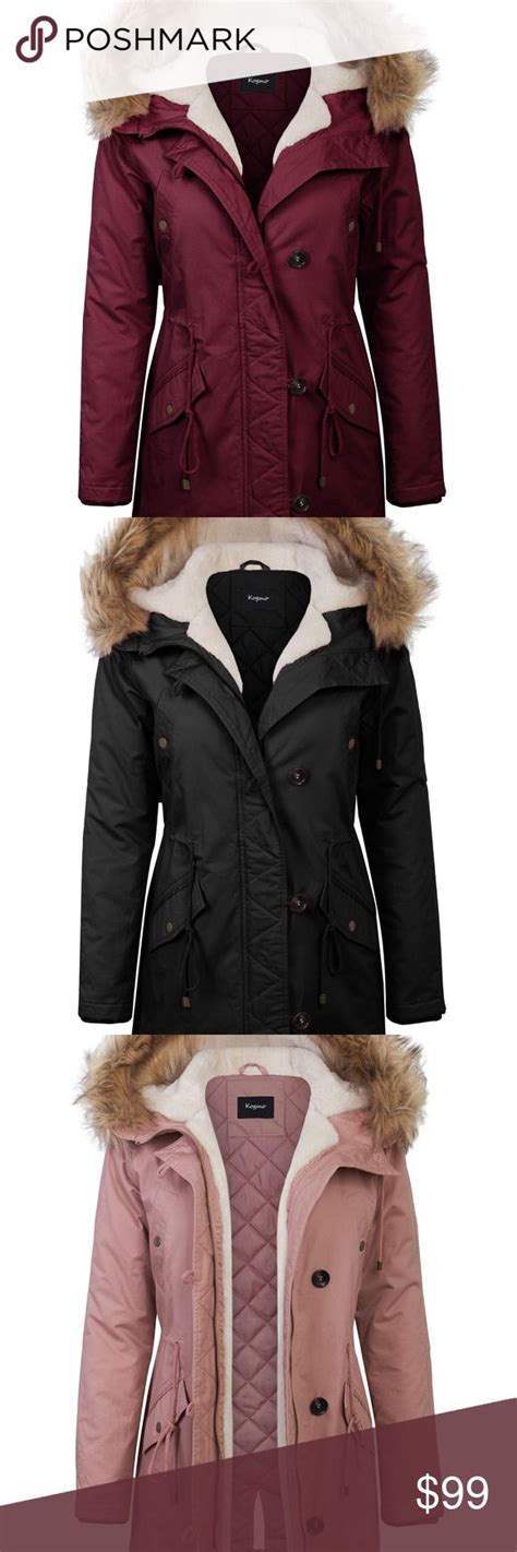 womens long anorak coat fur trim hoodie jacket long anorak anorak hoodie jacket