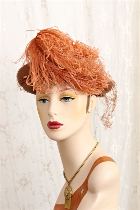 Fabulous 1940s Hat Art Deco Hat Feather Plume Wool Hat Etsy