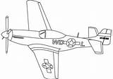 Mustang Pages Coloring 51 Airplane Template Plane Ww2 Sketch Fighter sketch template