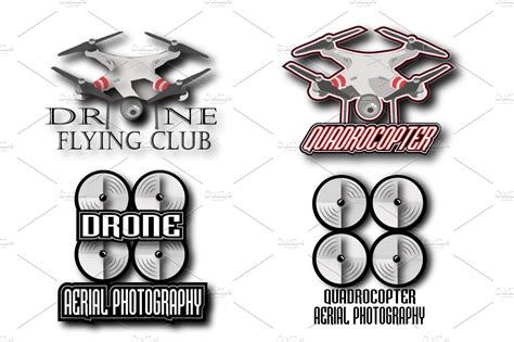 set  drone logos emblems branding logo templates creative market