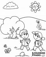Spring Coloring Meadow Landscape Color Print Drawing Kids Getdrawings Children sketch template