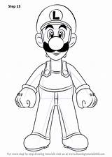Luigi Step Coloring Drawingtutorials101 Characters Waluigi Mustache Tutorial Movie Blockbuster Animated Famous Dibujos sketch template