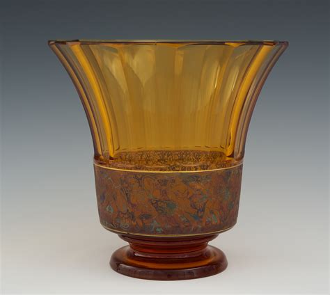A Moser Carlsbad Faceted Amber Glass Vase 09 24 10 Sold 149 5