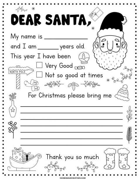 kids letter  santa santa letter template digital  letter