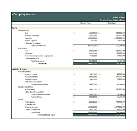 balance sheet templates   printable docs xlsx  formats