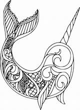 Narwhal Geeksvgs Zentangle sketch template