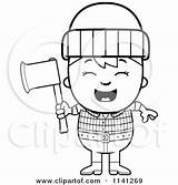 Lumberjack Axe Boy Clipart Cartoon Coloring Holding Happy Thoman Cory Outlined Vector 2021 sketch template