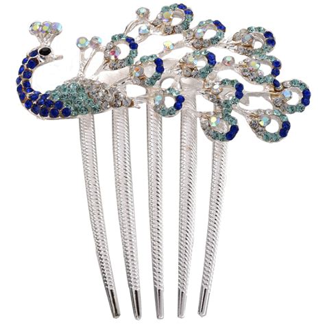 lovely vintage jewelry crystal peacock hair clips  hair clip beauty