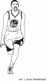 Coloring Pages Curry Steph Basketball Warriors Klay Nba Player Drawing Golden State sketch template