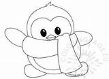 Penguin Coloring Pages Cute Winter Penguins Little Christmas Drawing Baby Printable Scarf Adelie Clipart Color Sheets Kids Email Print Coloringpage sketch template
