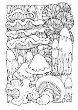 Coloring Mushrooms Pages Large sketch template
