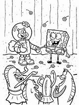 Spongebob Mewarnai Squarepants Krabs Krusty Krab Reaction Squidward sketch template