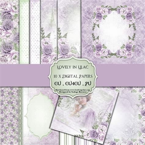 lovely  lilac digital papers cup craftsuprint