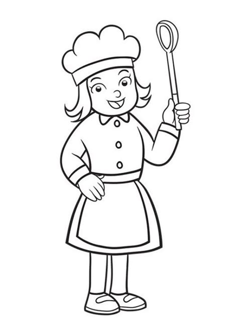 chief cook girl clipart coloring