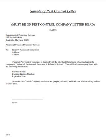 request letter  pest control templates tips  ideas  write