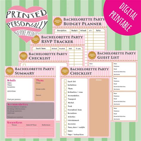 personalised bachelorette party planner printable hen party